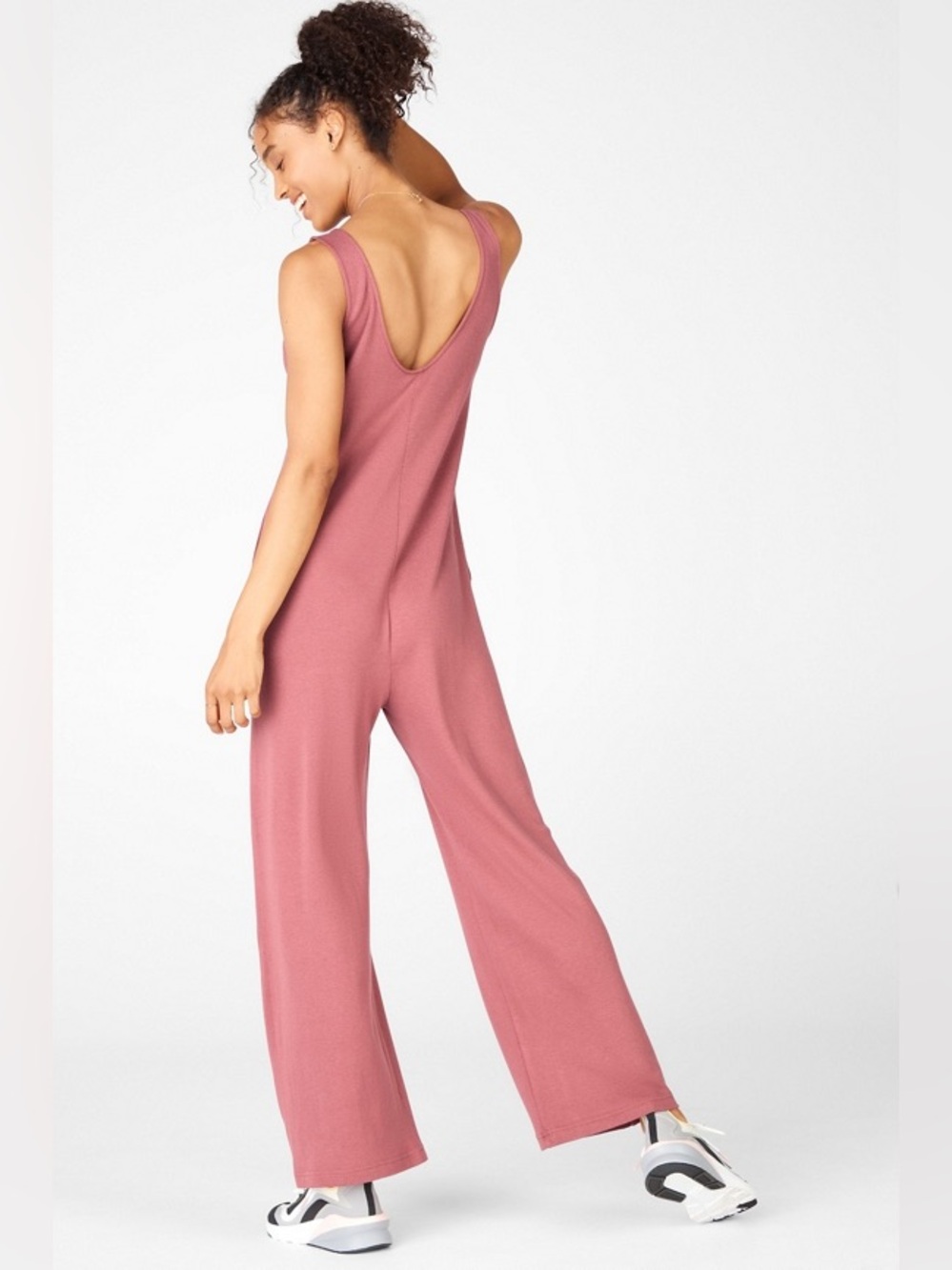 Fabletics Rose Pink Sleeveless Wide-Leg Jumpsuit - Picture 2 of 2